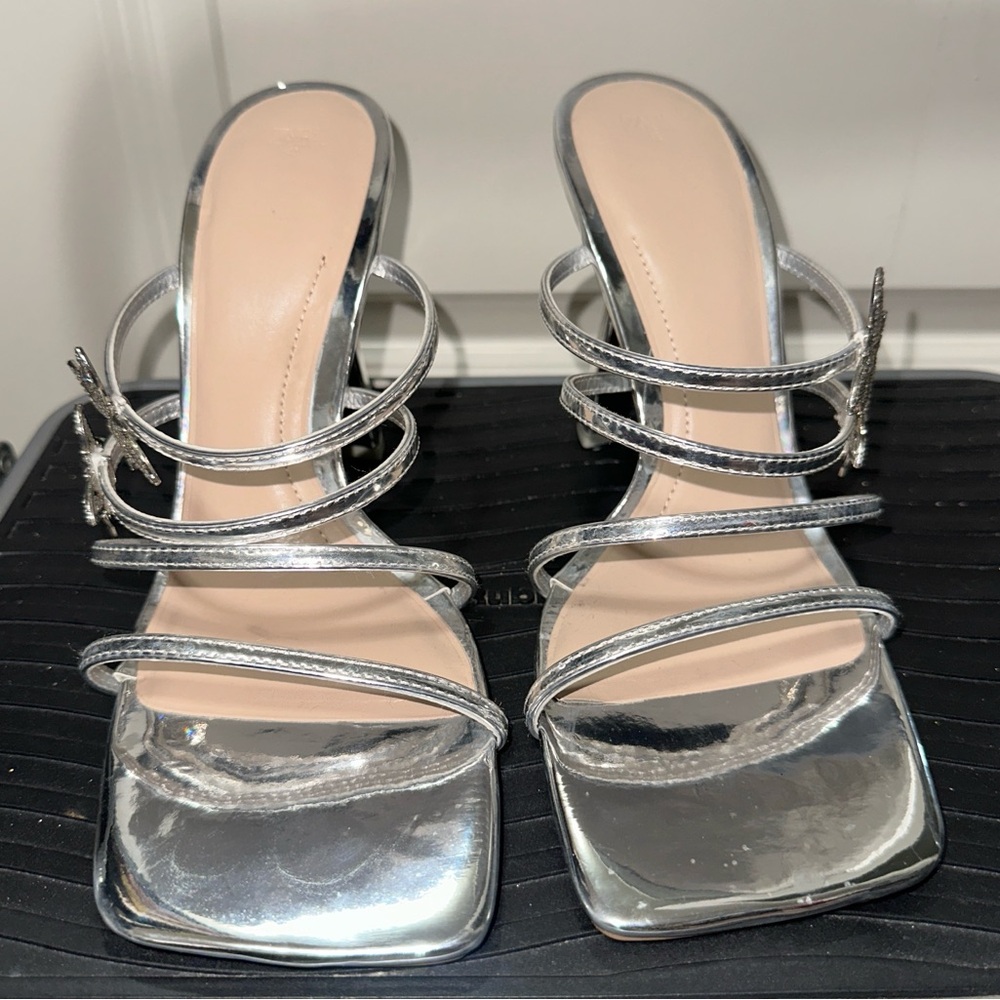 Silver Metallic Zara Butterfly Sandals - Picture 4 of 9